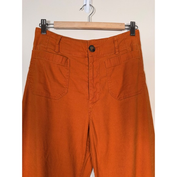 Maeve Anthropologie The Colette Wide Leg High Waisted Cropped‎ Pants Orange Sz 6 - Picture 3 of 7